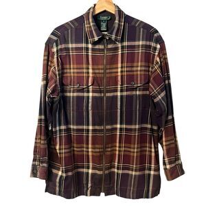 Lauren Ralph Lauren Womens Plaid Chore Jacket Shirt Sz M Shacket Western Preppy